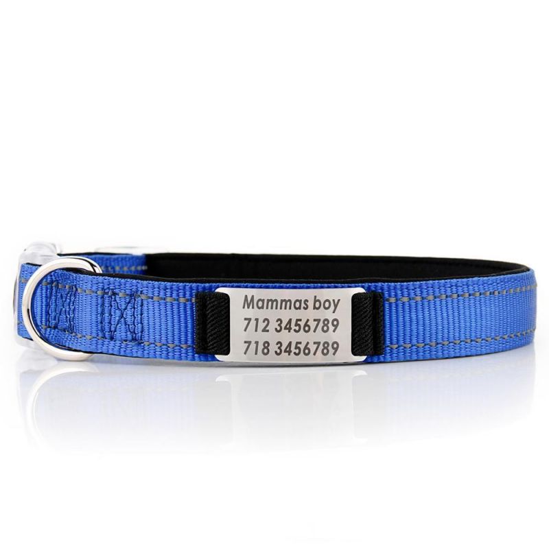 Custom Reflective Nylon Comfortable Pet Collar Neoprene Padded Adjustable Tactical Personalized Dog Collar