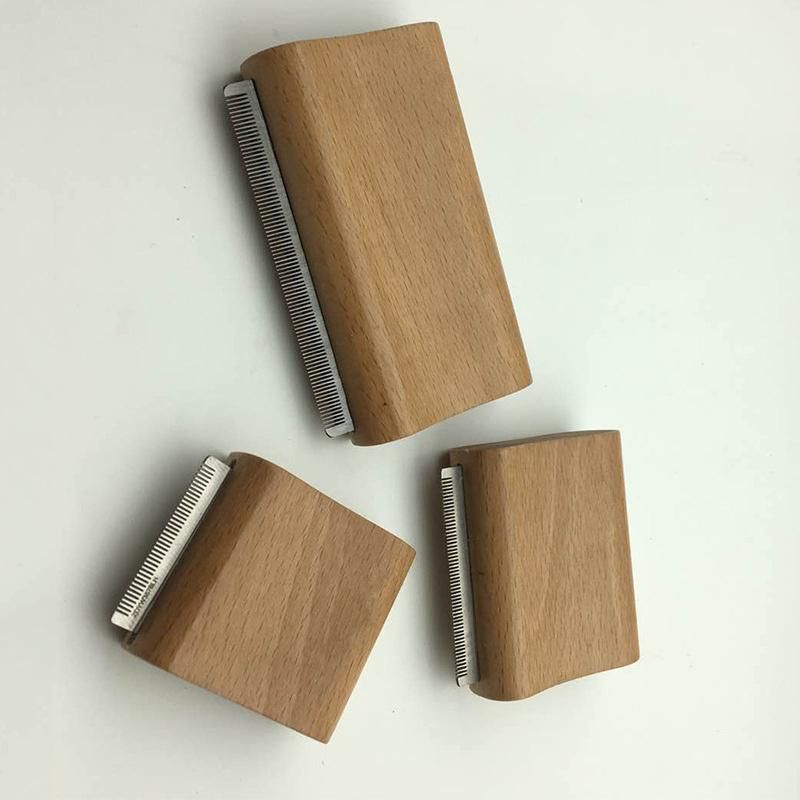 Wood Pet Cat Dog Horse Removal Shedding Grooming Tool Hair Brush Comb Long Hair Self-Cleaning
