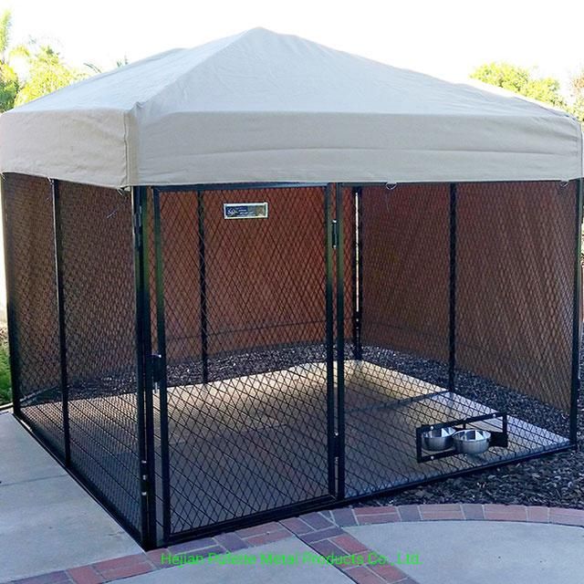 Cabin Combination Dog House Full Enclosed Wire Mesh Dog Kennel