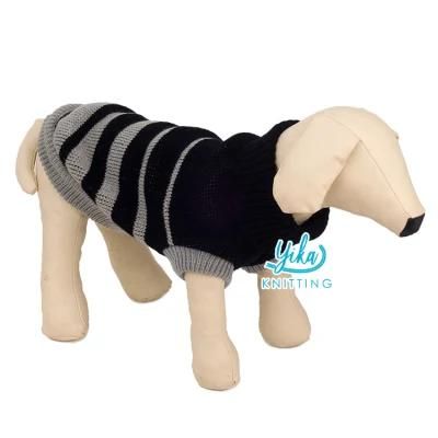 Cotton Striped Knit Pet Hoodies Outdoor Winter Factory