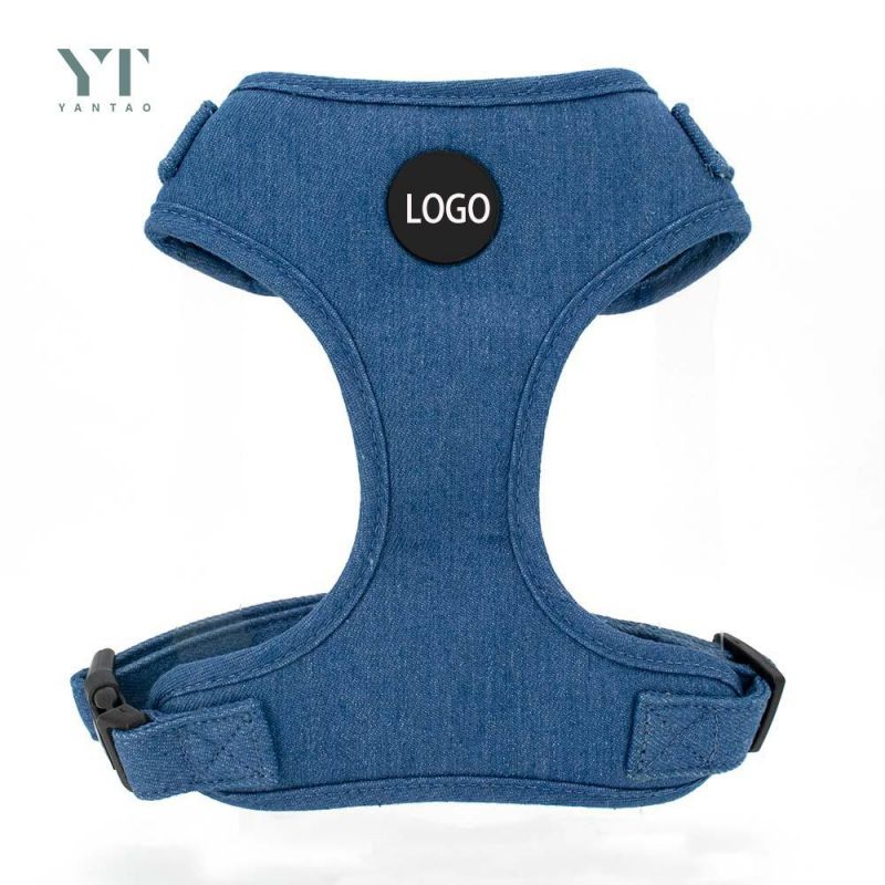 Sublimation Blank Pet Dog Denim Harness Set Custom Pet Dog Collar and Leashes Harness Accesorios Perros