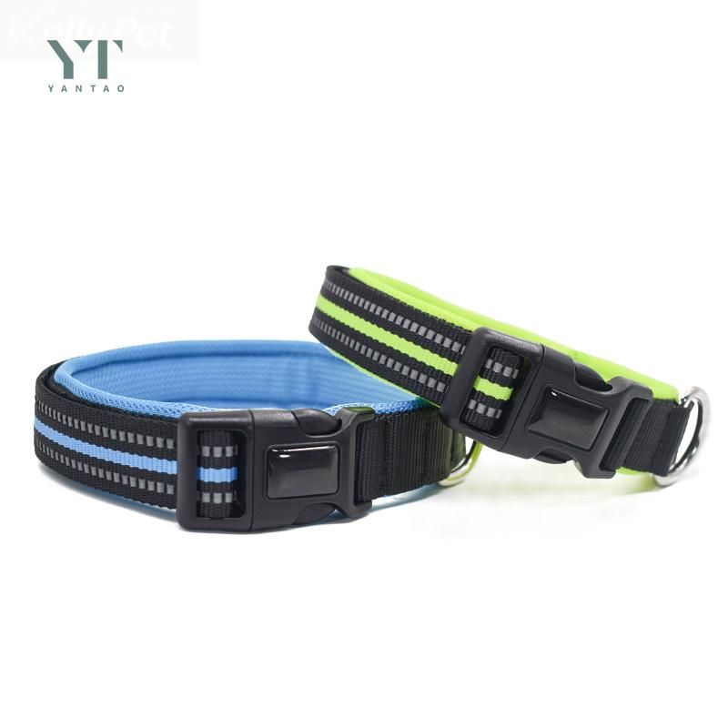 Premium Heavy Duty Soft Reflective Adjustable Nylon Webbing Padded Buckle Tactical Training Custom Luxury Cat Pet Dog Collar