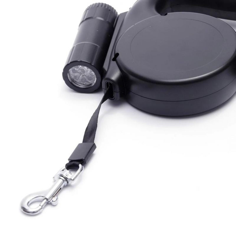 Flashlight Retractable Automatic Dog Leash with Poo Bag