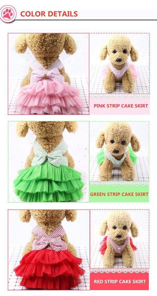Pet Dog Dress Stripe Dress Pure Colour Dress