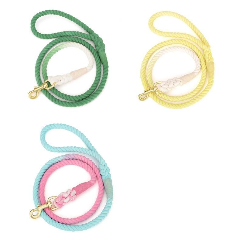 Dog Accessories Cotton Ombre Rope Dog Lead Soft Cotton Leash Rope Dog Lead, Rope Leash