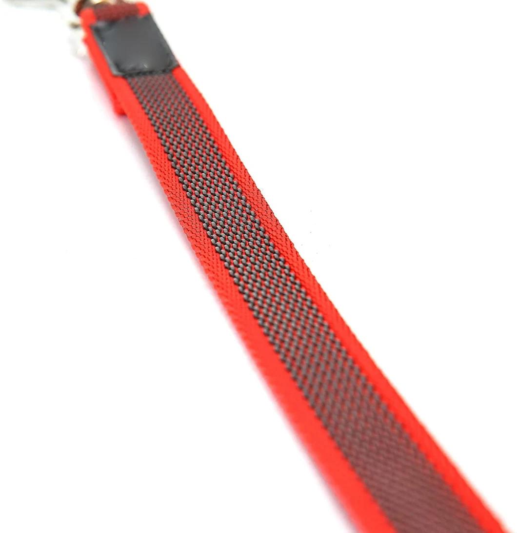 Red Dog Leash Strong Nylon Rope No Slip Rubber Stitched 6 FT Long with Handle