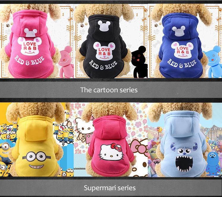New Pet Clothes Autumn, Winter 100% Cotton Dog Cat Cartoon Hoodie Warm Pet Clothes