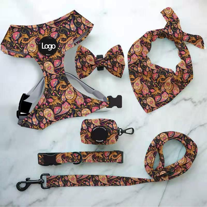 High Quality Pet Supplies Custom Print Dog Harness Belt and Leash Set Dog Accessories Nylon