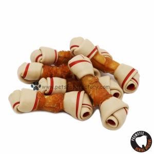 3.5&quot; Natural No-Rawhide Knotted Bone with Chicken Dog Chew Pet Food