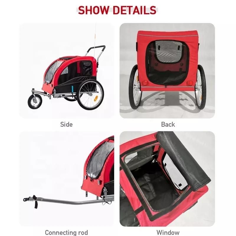 2 in 1 Dog Stroller Bicycle Trailer Jogger for Pet Dog Pet Bike Trailer Cart Pet Stolley