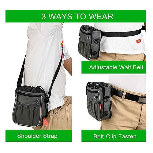 Dog Treat Pouch Bag, Dog Walking Bag, Puppy Training Pouch with Collapsible Water Bowl Bag