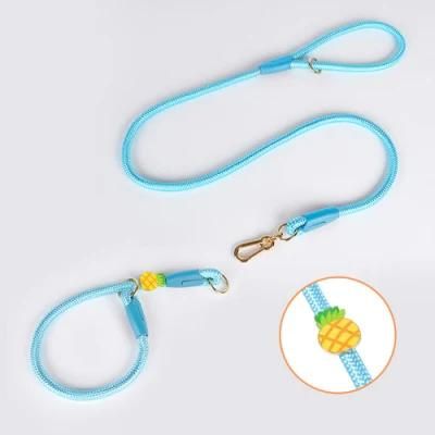 Pet P Chain Nylon Rope Dog Leash Collar Set Activity Slid Lead Dog Leash Luxury No Pull Adjustable Braided Rope Dog Leash