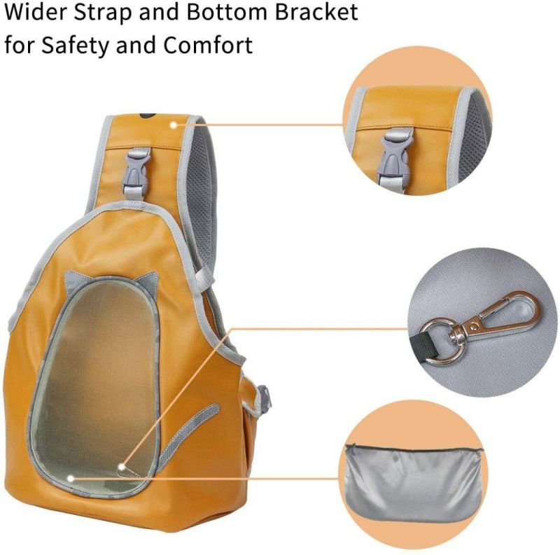Pet Front Backpack Carrier for Puppy Small Dogs Cats, Hands-Free Travel Bag Breathable Sling with Adjustable Strap, Comfy Removable Base