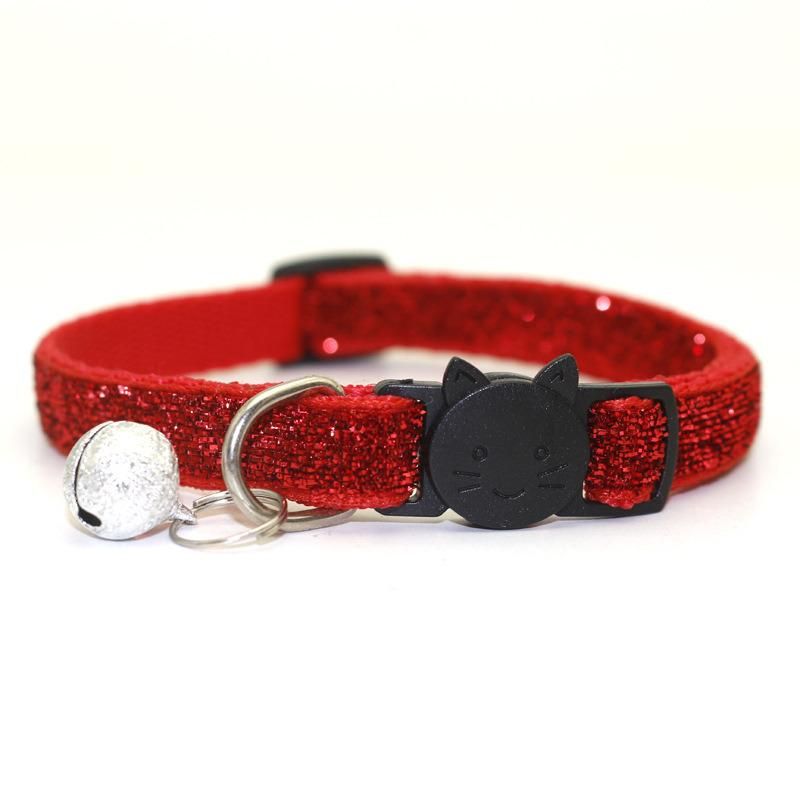 Soft Velvet Colorful Sparkles Glitter Breakaway Buckle Cat Collar with Bell