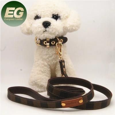 Ea098 Divtop Luxury Leashe Leather Pet Collars Logo Wide Fashion Bulk Waterproof Designer Custom Dog Collar Leash Set