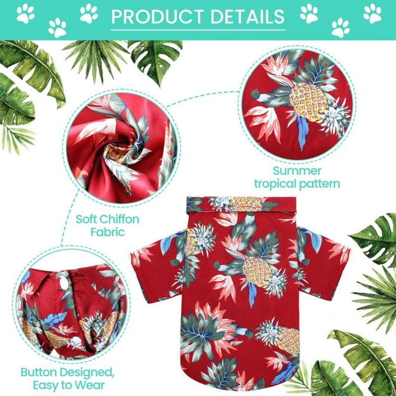 Pet Summer T-Shirts Hawaii Style Beach Seaside Floral Dog Shirt