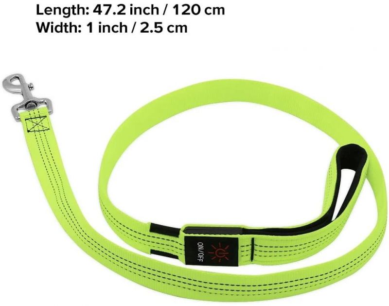 USB Rechargeable 47.2 Inch 120 Cm Reflective Night Safety Pet Leash