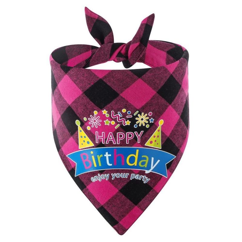 Plaid Triangle Logo Birthday Party Scarf Puppy Dog Bandana