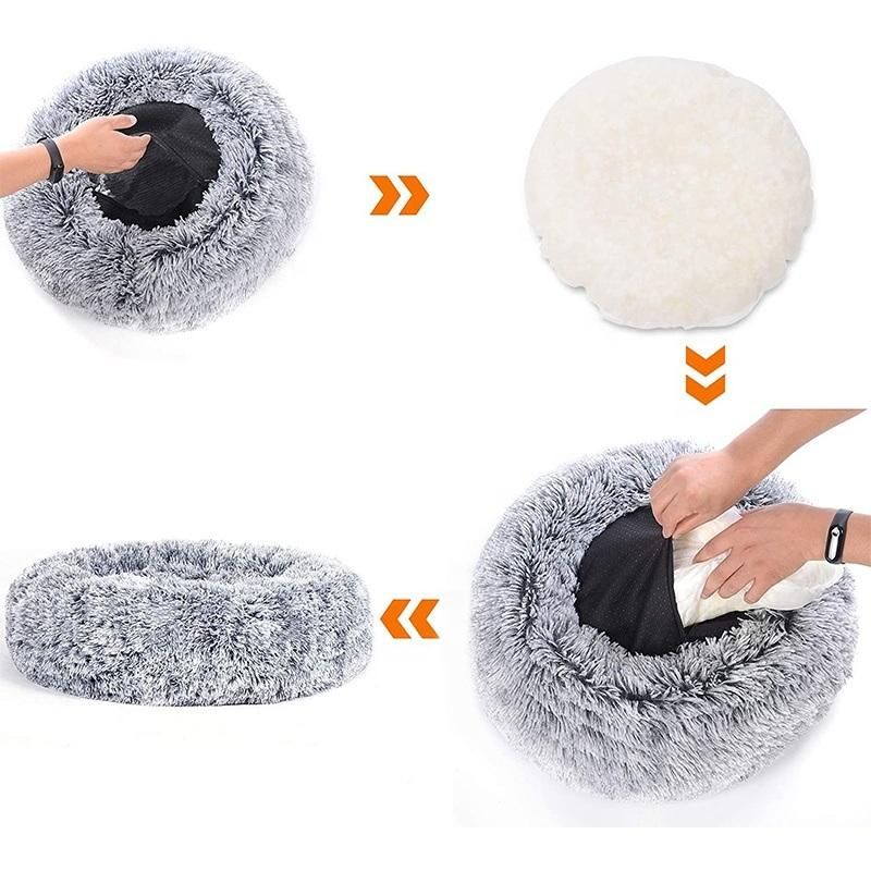 Manufacturer Wholesale Multi Colors Luxury Donut Round Plush Dog Pet Cat Bed