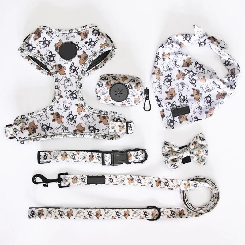 Ig Hot Adjustable Dog Harness Set with Matching Collar Lead Poop Bag, Pet Accessory Set