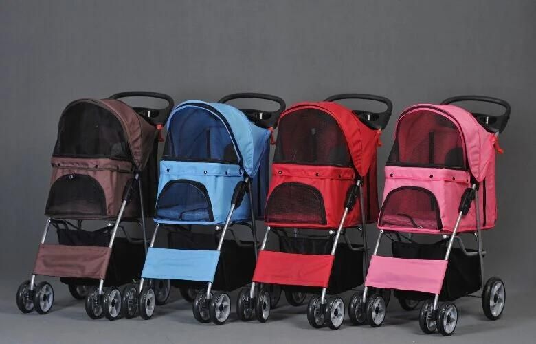 Pet Trolley Dog Stroller Folding 4 Wheel Travel Pet Carrier Strollers