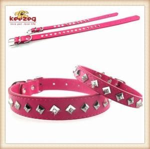 Quality Pyramid Diamond Pet Dog Leather Collars/Dog Cat Leashes, Collar (KC0050)