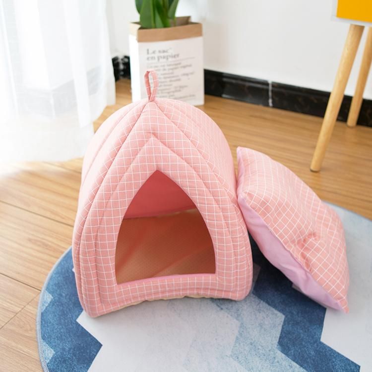 Colorful New Design High Resilience Sponge Pet Bed Soft Washable Semi-Enclosed Cat Bed