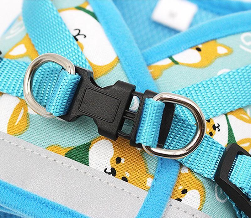 Reflective Dog Harness Vest for Small Medium Dogs Cartoon Print Mesh Pet Supplies