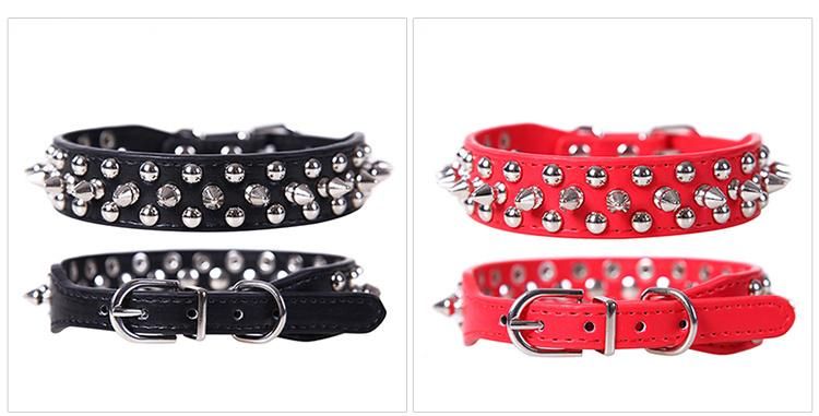 Factory Direct Sales Collar De Cuero PARA Gatos Bronze Spikes Silver Rivets Collars for Doberman Poodle Husky