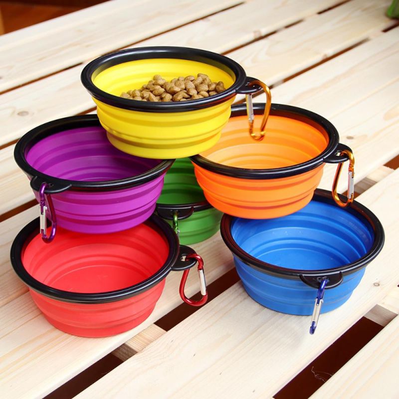 Dog Bowl, Dog Cat Pet Travel Bowl Silicone Collapsible Feeding Bowl