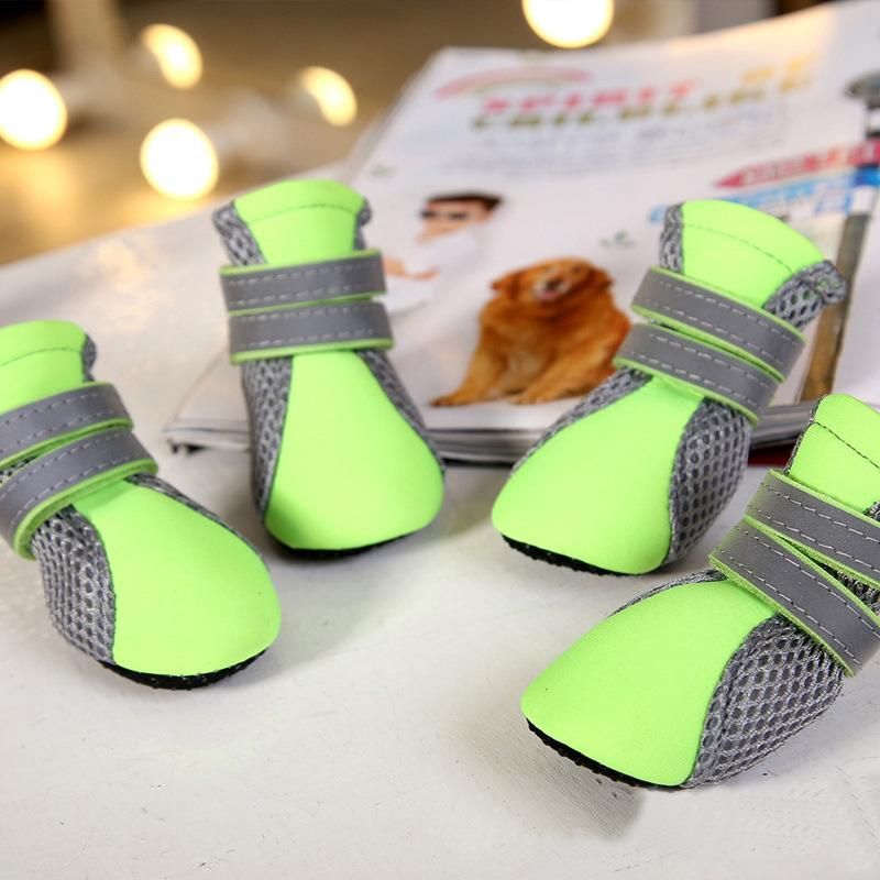 Dog Boots Paw Protector, Anti-Slip Breathable Dog Shoes for Small Medium Dogs with Reflective Straps, Waterproof Puppy Booties 4PCS