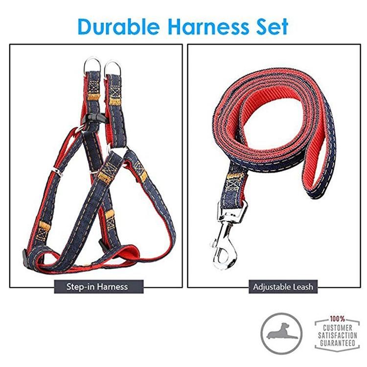 Adjustable High Quality Durable Heavy Duty Denim Dog Harness