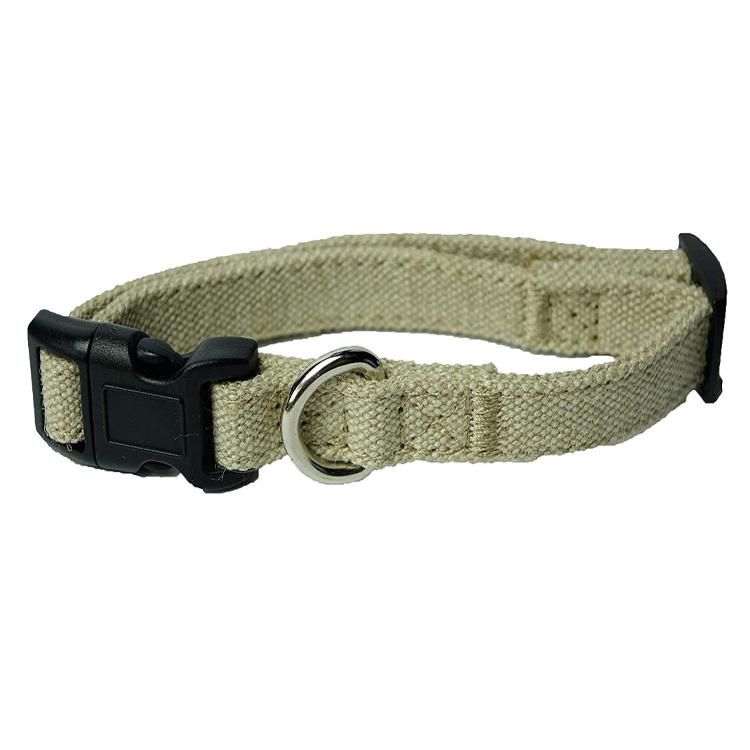 Durable Premium Hemp Organic Dog Collar Adjustable Quickly Release Plastic Buckle Pet Dog Cat Collar