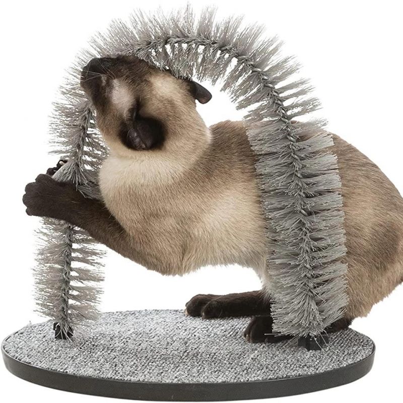 Cat Massager and Self Grooming Arch Bristle Ring Brush Carpet Base Scratcher Cat Self Groomer