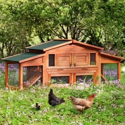 70 Inch Two-Layer Outdoor Multifunctional Wooden Chicken Housefor Small Animals with 2 Run Play Area