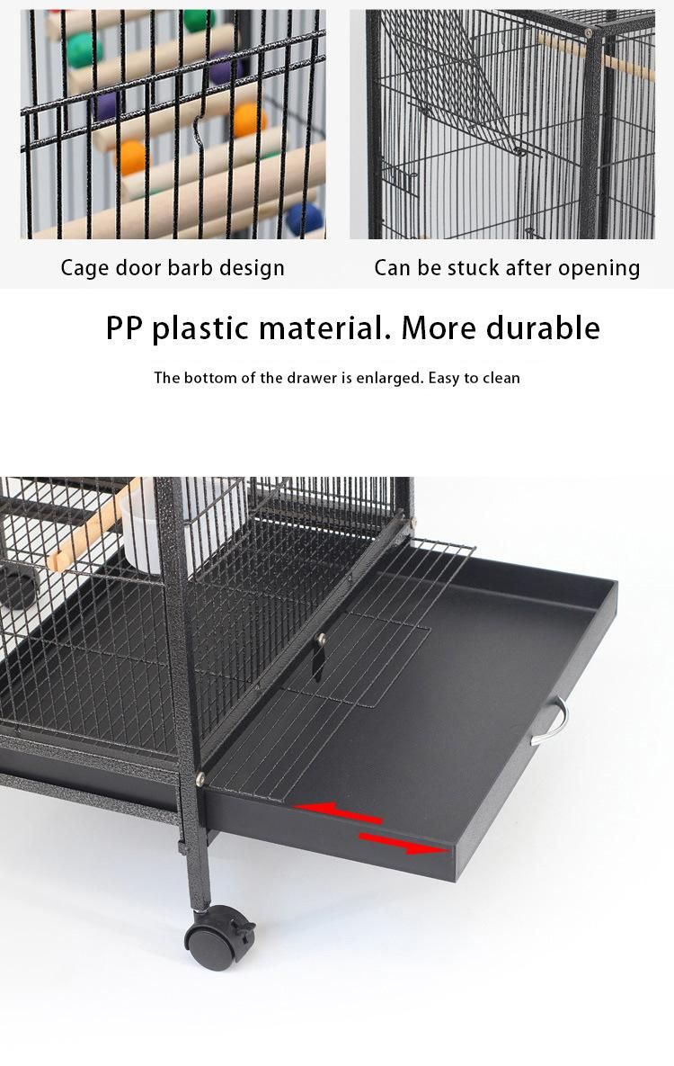 Factory Supply Large Metal Bird Cage with Plastic Trays