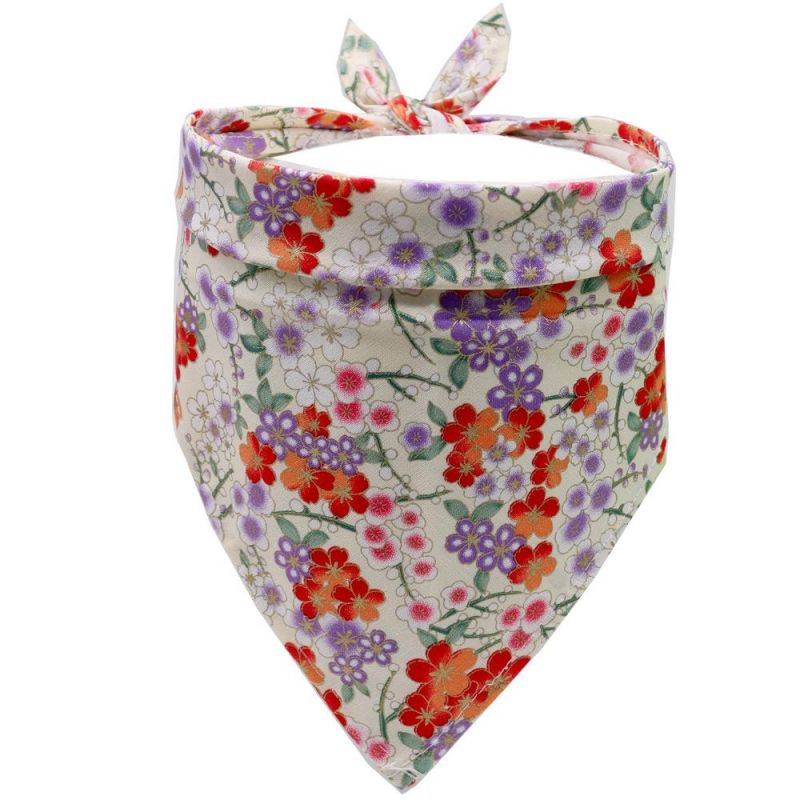 Floral Pattern Christmas Japanese Kerchief Triangle Bibs Reversible Handkerchiefs Scarfs Dog Bandanas