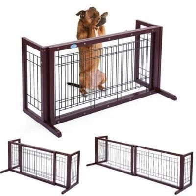 Wooden Freestanding Pet Gate 3 &amp; 4-Panel Folding Dog Fence for Doorways