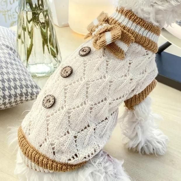 Soft Warm Dog Sweater Cute Knitted Dog Winter Clothes Classic Plaid British Style Dog Coats
