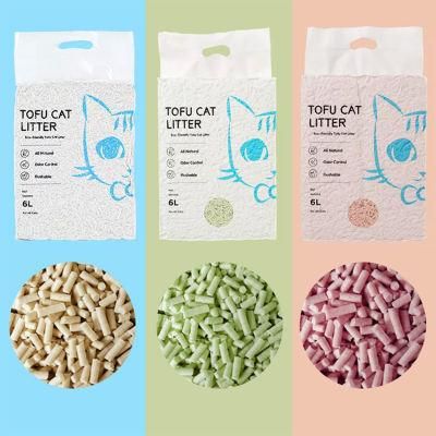 Different Flavors Pet Safe Non-Toxic Light Weight Good Water Solubility Tofu Cat Litter