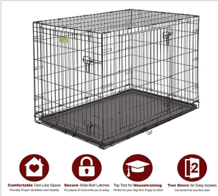 Double-Door Best Wire Metal Kennel Cages with Divider Panel & Tray Dog Crates for Puppy & Kitten Pets