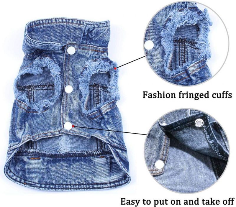 Classic Small Medium Pet Puppy Clothes Dog Denim Vest Pet Jeans Fashion Pet Apparel