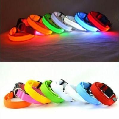 LED Pet Collar Adjustable Polyester Glow Dog Safe Flashing Necklace