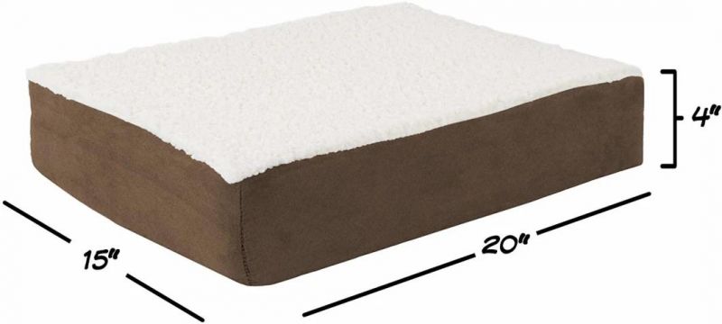 Orthopedic Sherpa Top Pet Bed with Memory Foam and Removable Cover