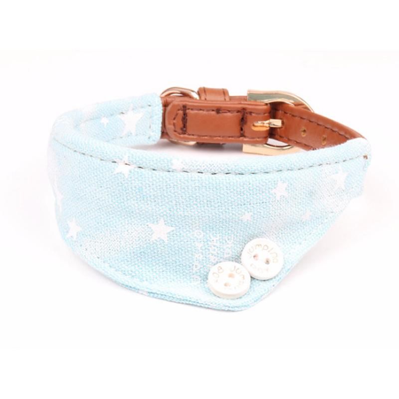 Denim Saliva Towel Pet Collar PU Dog Triangle Towel Dog Collar