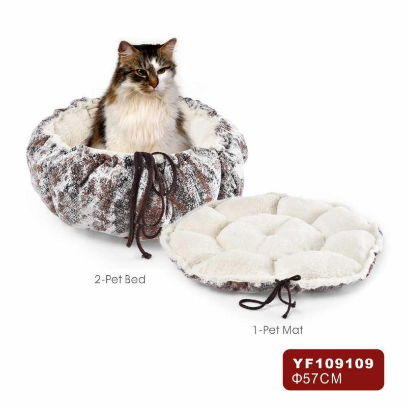 Adjustable Drawstring Round Cat Bed Covers Comfortable Pet Bed Cushion