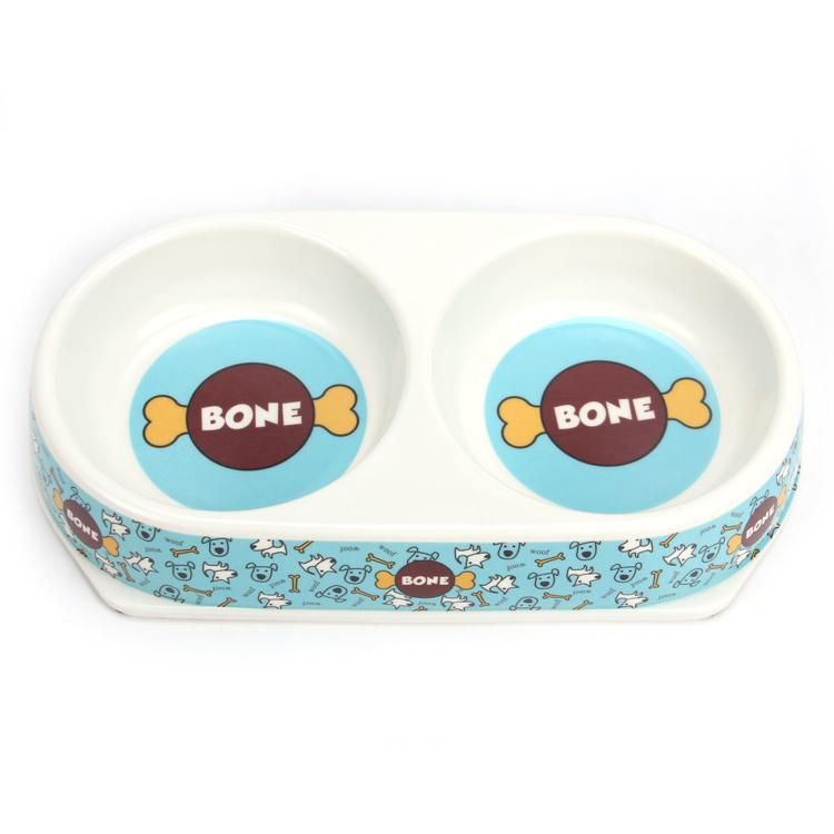 Double Melamine Antibacterial Dog&Cat Pet Food Feeding Bowl