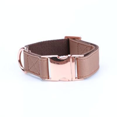 Waxed Canvas Dog Collar with Rose Gold Metal Hardware