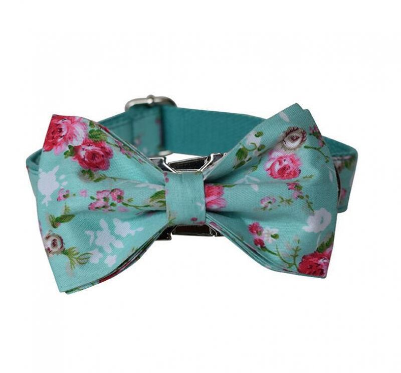 Green Rose Soft Poly Cotton Dog Collar