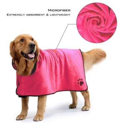 Super Absorbent Soft Towel Robe Dog Cat Bathrobe Grooming Quick-Dry Pet Apparel